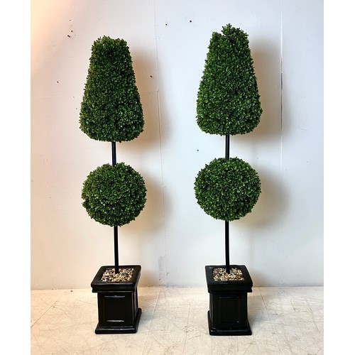 342 - FAUX BOX TOPIARY TREES, a pair, 145cm H each. (2)