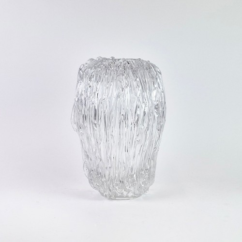 107 - ION TAMAIAN, large crystal glass vase, of abstract ovoid form, signed to base underside, 36cm H.