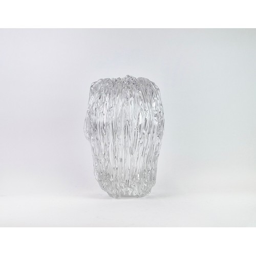 107 - ION TAMAIAN, large crystal glass vase, of abstract ovoid form, signed to base underside, 36cm H.