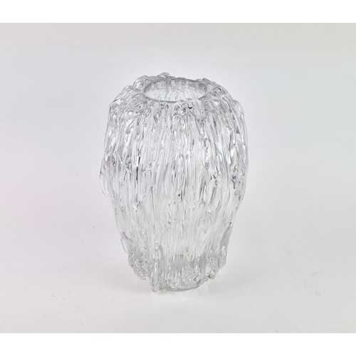 107 - ION TAMAIAN, large crystal glass vase, of abstract ovoid form, signed to base underside, 36cm H.