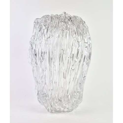 107 - ION TAMAIAN, large crystal glass vase, of abstract ovoid form, signed to base underside, 36cm H.