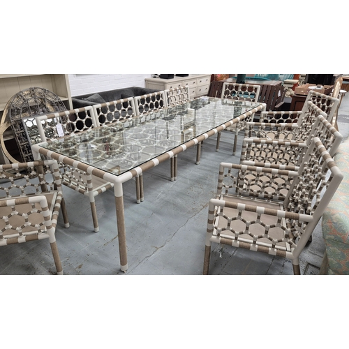 636 - INDIAN OCEAN OLYMPIA DINING SET. (11). including table, 280cm x 100cm x 75cm approx., and 10 dining ... 