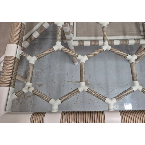 636 - INDIAN OCEAN OLYMPIA DINING SET. (11). including table, 280cm x 100cm x 75cm approx., and 10 dining ... 