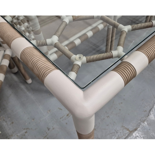 636 - INDIAN OCEAN OLYMPIA DINING SET. (11). including table, 280cm x 100cm x 75cm approx., and 10 dining ... 