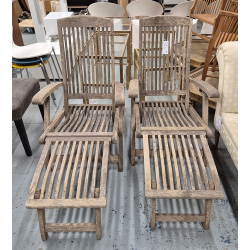 638 - INDIAN OCEAN BURNHAM STEAMER CHAIRS, A PAIR. 62.5cm W approx. (2).