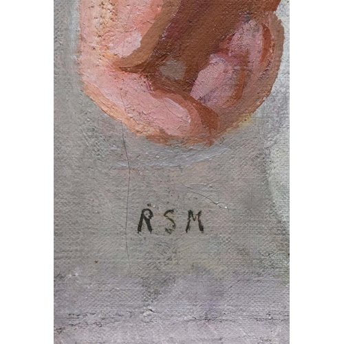 18 - EARLY 20TH CENTURY AMERICAN SCHOOL. PORTRAIT OF A YOUNG LADY. oil on canvas, signed R.S.M., in a 193... 