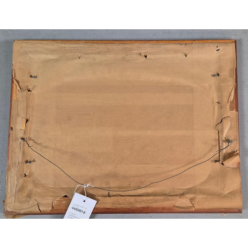 38 - 19TH CENTURY BRITISH SCHOOL. SAILING BOAT AT SEA. unsigned, birds-eye maple veneered frame, 39cm x 5... 