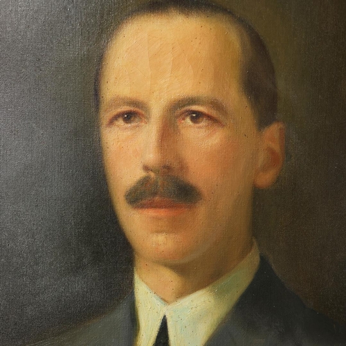14 - 20TH CENTURY BRITISH SCHOOL. PORTRAIT OF CEDRIC BOYD. oil on canvas, indistinctly signed and dated 1... 