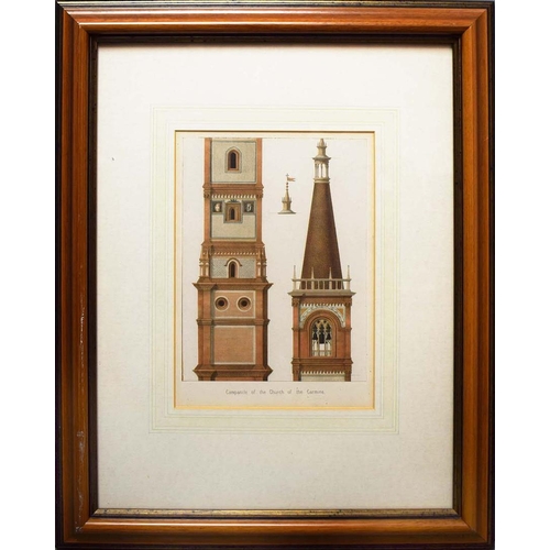 47 - ARCHITECTURAL ENGRAVINGS (8). a set of five, 52cm x 41cm, together with three fresco engravings, 39c... 