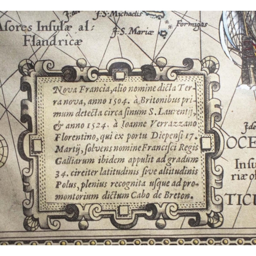 54 - MAP OF NOVA FRANCIA (NEW FRANCE). 55cm x 71cm, framed. Provenance: From the estate of actor Roland C... 