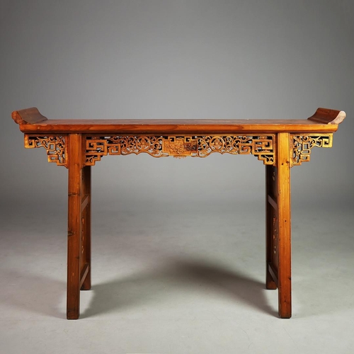 CHINESE FIRWOOD SCRIBES TABLE. carved on both sides, 108cm H x 161cm W ...