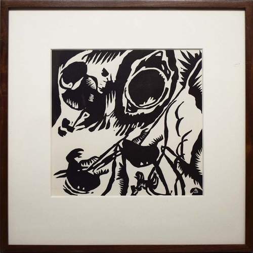 39 - WASSILY KANDINSKY. After. WOODCUTS FROM XXE SIECLE 3 1938 (2). a pair, 37cm x 36cm, framed.