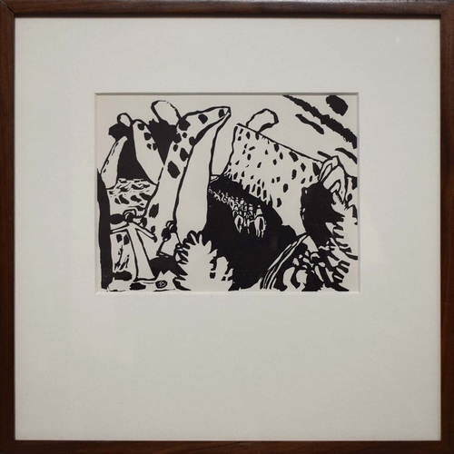 39 - WASSILY KANDINSKY. After. WOODCUTS FROM XXE SIECLE 3 1938 (2). a pair, 37cm x 36cm, framed.
