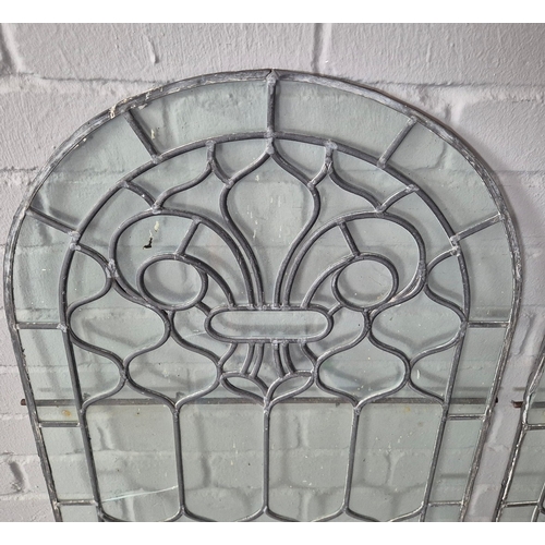 112 - ARCHED WINDOWS, A PAIR. leaded detail each 52cm w x 106cm t (2).