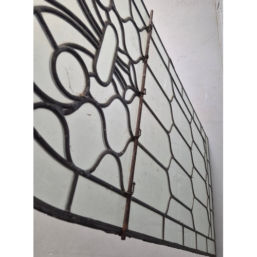 112 - ARCHED WINDOWS, A PAIR. leaded detail each 52cm w x 106cm t (2).