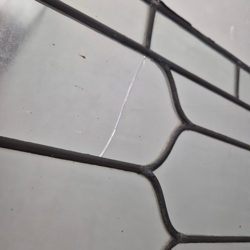 112 - ARCHED WINDOWS, A PAIR. leaded detail each 52cm w x 106cm t (2).