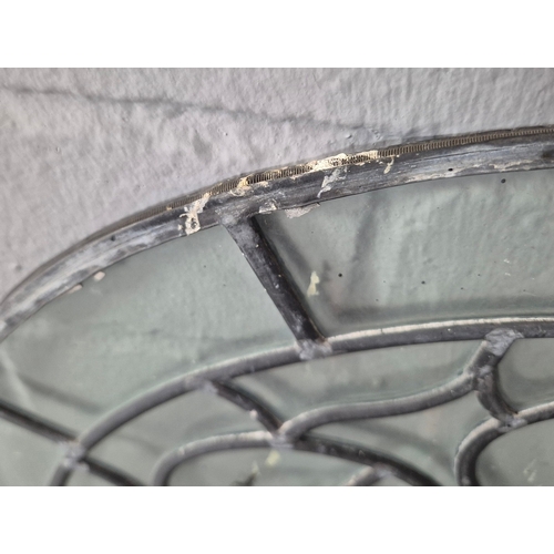 112 - ARCHED WINDOWS, A PAIR. leaded detail each 52cm w x 106cm t (2).