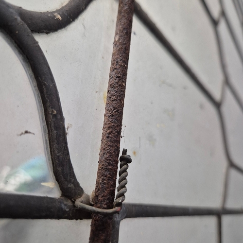 112 - ARCHED WINDOWS, A PAIR. leaded detail each 52cm w x 106cm t (2).