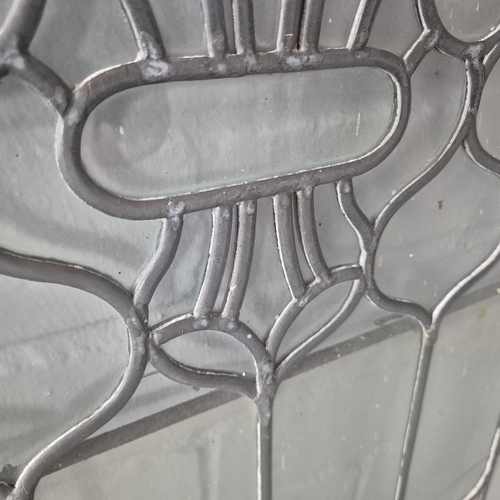 112 - ARCHED WINDOWS, A PAIR. leaded detail each 52cm w x 106cm t (2).