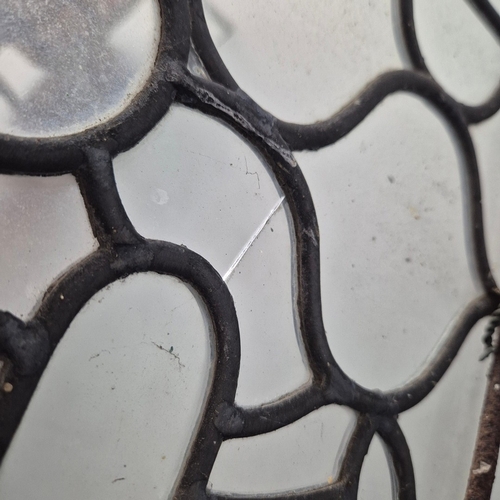 112 - ARCHED WINDOWS, A PAIR. leaded detail each 52cm w x 106cm t (2).