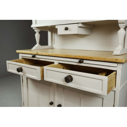 113 - MID 20TH CENTURY HUNGARIAN DRESSER. Painted pine with two glazed doors and drawer above a base with ... 