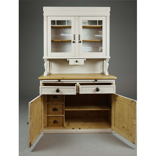 113 - MID 20TH CENTURY HUNGARIAN DRESSER. Painted pine with two glazed doors and drawer above a base with ... 