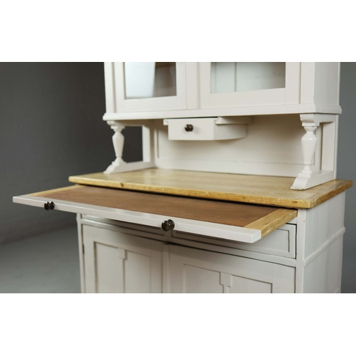 113 - MID 20TH CENTURY HUNGARIAN DRESSER. Painted pine with two glazed doors and drawer above a base with ... 