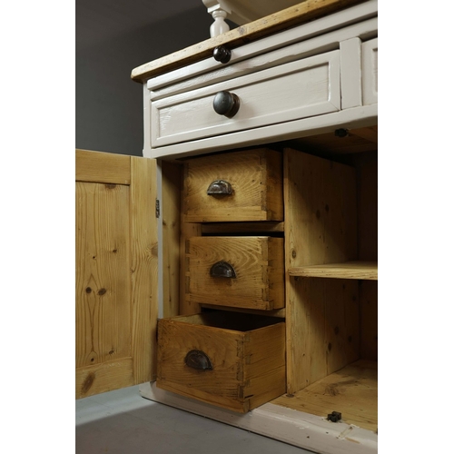 113 - MID 20TH CENTURY HUNGARIAN DRESSER. Painted pine with two glazed doors and drawer above a base with ... 