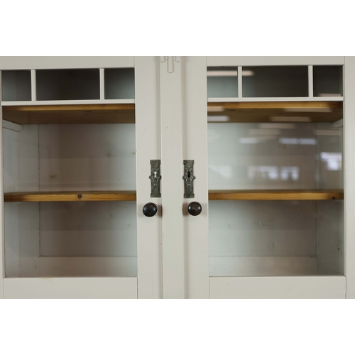 113 - MID 20TH CENTURY HUNGARIAN DRESSER. Painted pine with two glazed doors and drawer above a base with ... 