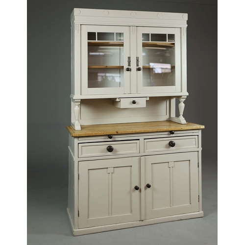 113 - MID 20TH CENTURY HUNGARIAN DRESSER. Painted pine with two glazed doors and drawer above a base with ... 