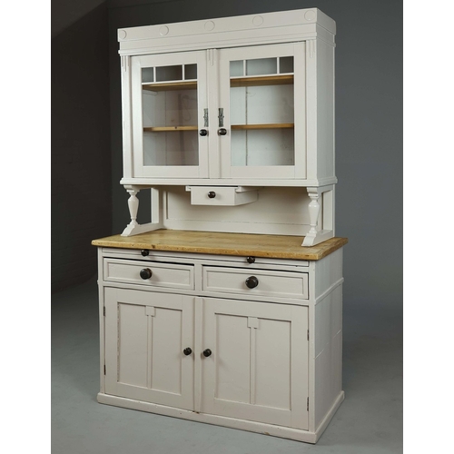 113 - MID 20TH CENTURY HUNGARIAN DRESSER. Painted pine with two glazed doors and drawer above a base with ... 