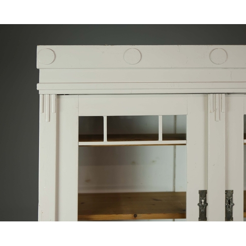 113 - MID 20TH CENTURY HUNGARIAN DRESSER. Painted pine with two glazed doors and drawer above a base with ... 