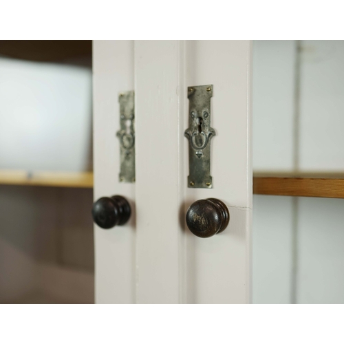 113 - MID 20TH CENTURY HUNGARIAN DRESSER. Painted pine with two glazed doors and drawer above a base with ... 