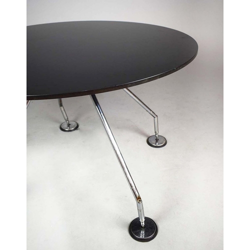116 - NORMAN FOSTER. TECNO NOMOS TABLE. by Norman Foster, with a dark wood round top on a splayed leg chro... 