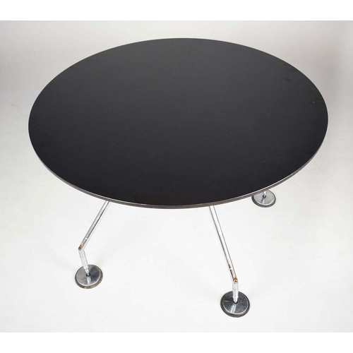 116 - NORMAN FOSTER. TECNO NOMOS TABLE. by Norman Foster, with a dark wood round top on a splayed leg chro... 