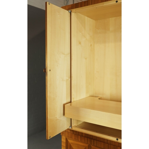 117 - MEDIA CABINET. with three drawers to base, 50.5cm D x 111cm W x 210cm H approx.