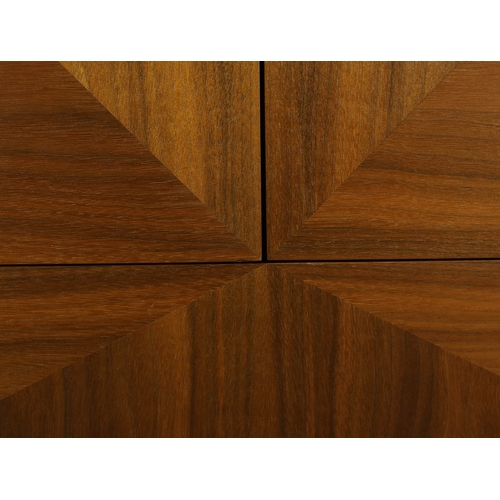 117 - MEDIA CABINET. with three drawers to base, 50.5cm D x 111cm W x 210cm H approx.