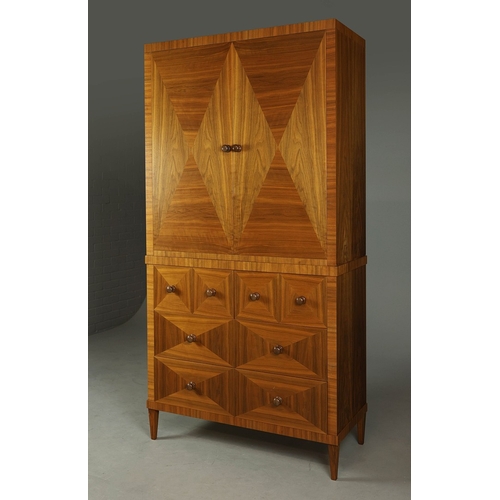 117 - MEDIA CABINET. with three drawers to base, 50.5cm D x 111cm W x 210cm H approx.