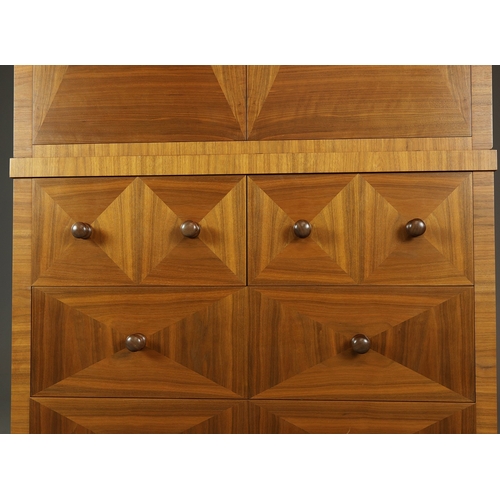 117 - MEDIA CABINET. with three drawers to base, 50.5cm D x 111cm W x 210cm H approx.