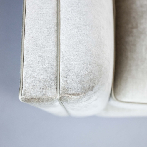 118 - BESPOKE SOFA LONDON SOFA, GREY/GREEN FABRIC UPHOLSTERED. 210cm x 97cm x 80cm.