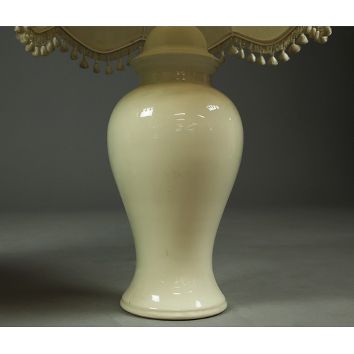 143 - CERAMIC TABLE LAMPS, A PAIR. with shades, 95cm H approx. (2).