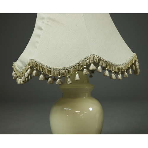 143 - CERAMIC TABLE LAMPS, A PAIR. with shades, 95cm H approx. (2).