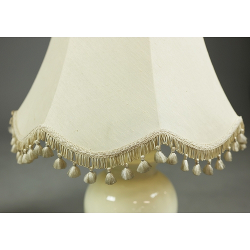 143 - CERAMIC TABLE LAMPS, A PAIR. with shades, 95cm H approx. (2).