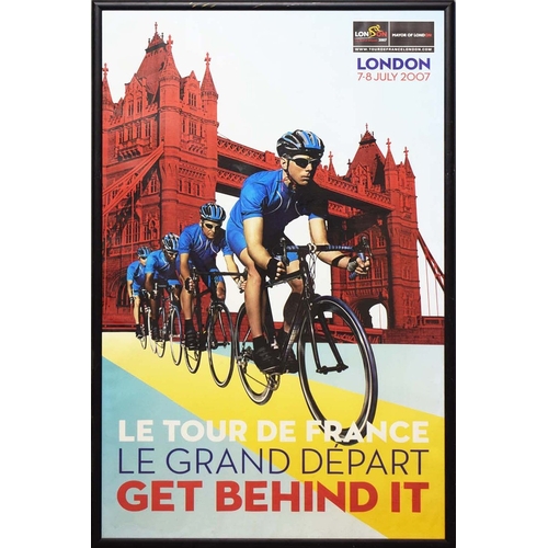 20 - FRAMED POSTERS, A PAIR, TOUR DE FRANCE. London 2007  each overall 49cm w x 59cm t (2).