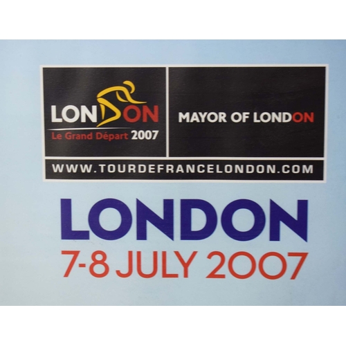 20 - FRAMED POSTERS, A PAIR, TOUR DE FRANCE. London 2007  each overall 49cm w x 59cm t (2).