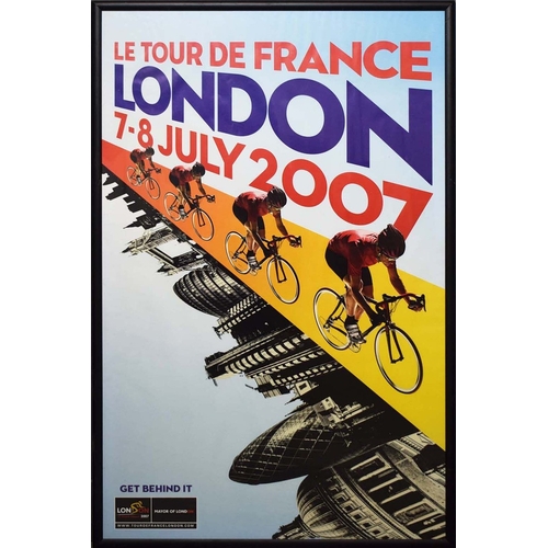 20 - FRAMED POSTERS, A PAIR, TOUR DE FRANCE. London 2007  each overall 49cm w x 59cm t (2).