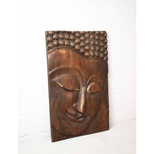 246 - CARVED ASIAN TEAK WALL PANEL. 100cm H x 80cm W.