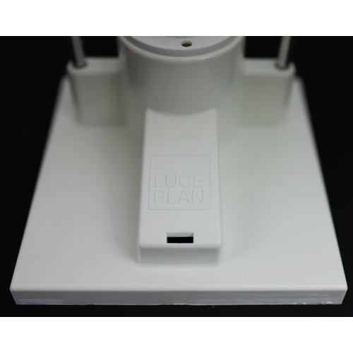 262 - SET OF FIVE 1970s ITALIAN WALL LIGHTS BY LUCE PLAN WITH WHITE RIBBED AND CLEAR PERSPEX SHADES. 21cm ... 