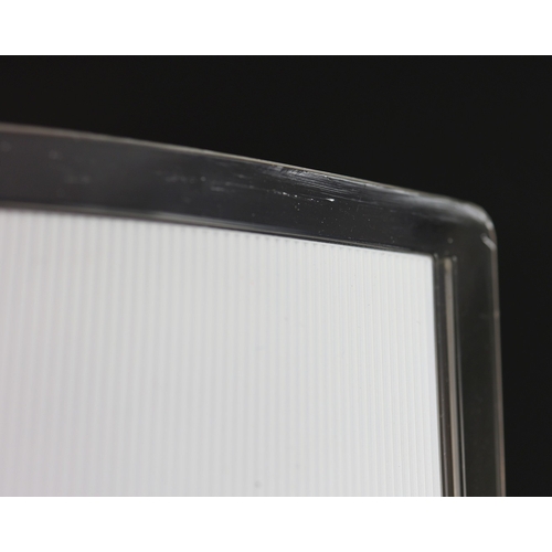 262 - SET OF FIVE 1970s ITALIAN WALL LIGHTS BY LUCE PLAN WITH WHITE RIBBED AND CLEAR PERSPEX SHADES. 21cm ... 