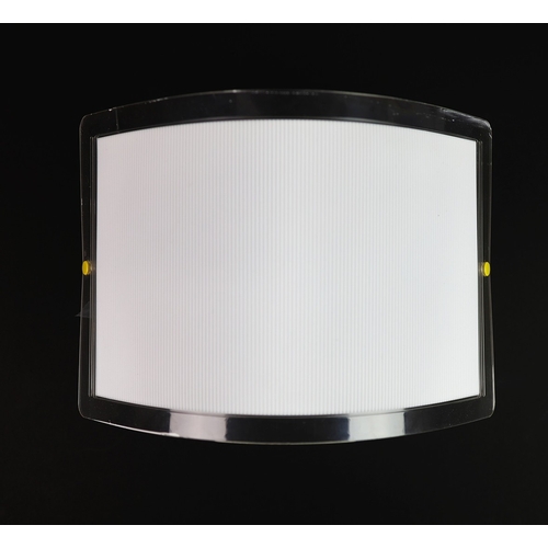 262 - SET OF FIVE 1970s ITALIAN WALL LIGHTS BY LUCE PLAN WITH WHITE RIBBED AND CLEAR PERSPEX SHADES. 21cm ... 